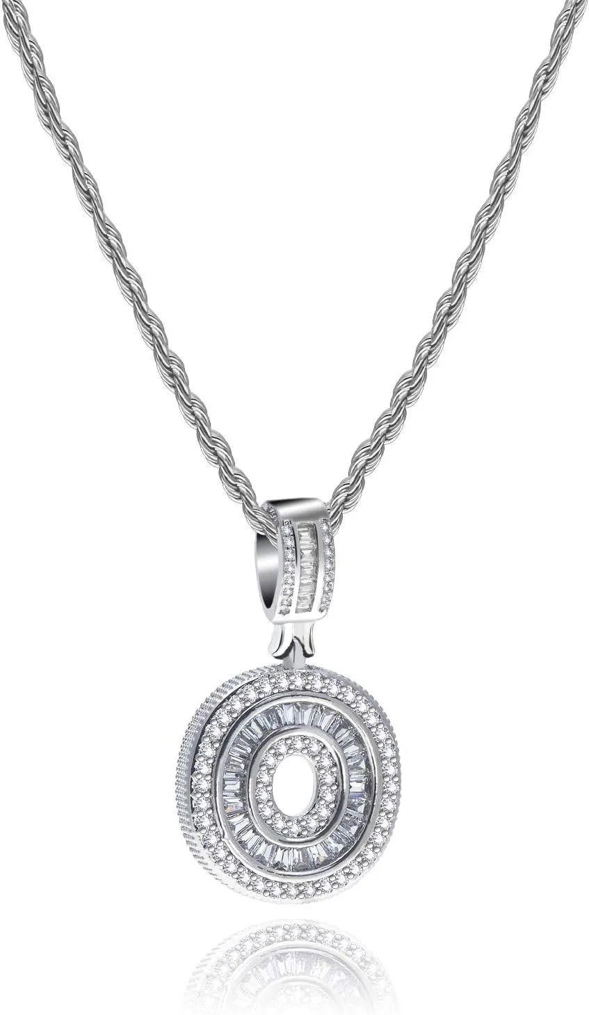 0 to 9 Lucky Number Pendant Necklaces for Women Men Family Birthday Mum Daughter Silver Tone Crystal Clear Cubic Zirconia