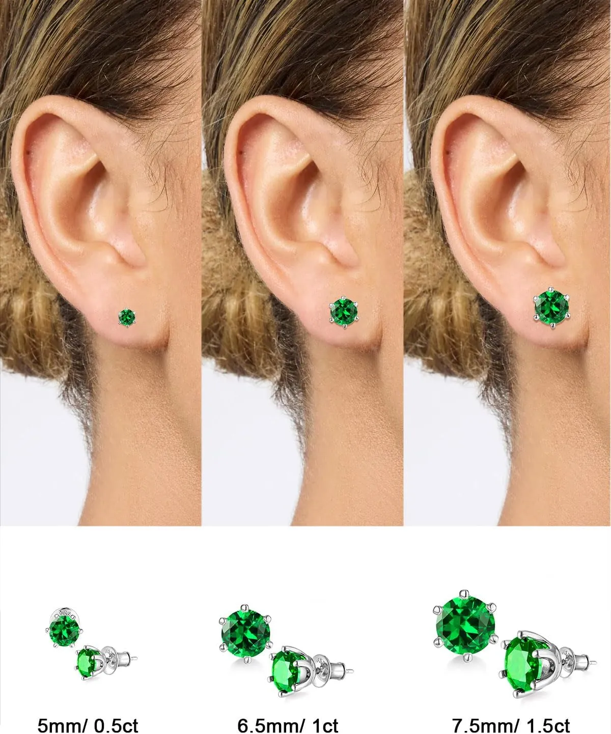 0.6-4CT Moissanite/Sapphire/Ruby/Emerald Sparkle Stud Earrings for Women, Solid 925 Sterling Silver, Hypoallergenic Anniversary Birthday Valentines Jewelry