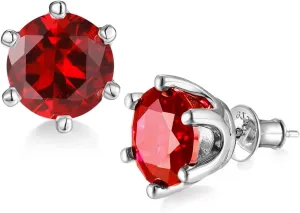 0.6-4CT Moissanite/Sapphire/Ruby/Emerald Sparkle Stud Earrings for Women, Solid 925 Sterling Silver, Hypoallergenic Anniversary Birthday Valentines Jewelry