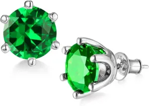 0.6-4CT Moissanite/Sapphire/Ruby/Emerald Sparkle Stud Earrings for Women, Solid 925 Sterling Silver, Hypoallergenic Anniversary Birthday Valentines Jewelry