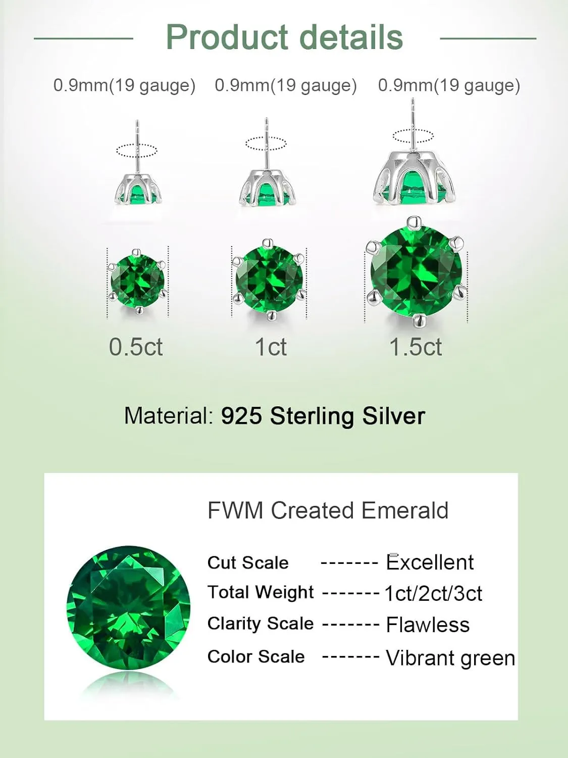 0.6-4CT Moissanite/Sapphire/Ruby/Emerald Sparkle Stud Earrings for Women, Solid 925 Sterling Silver, Hypoallergenic Anniversary Birthday Valentines Jewelry