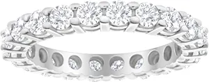 1 Carat (ctw) 14K White Gold Round LAB GROWN Diamond Ladies Eternity Wedding Anniversary Stackable Ring Band Luxury Collection (D-E Color VS1-VS2 Clarity)