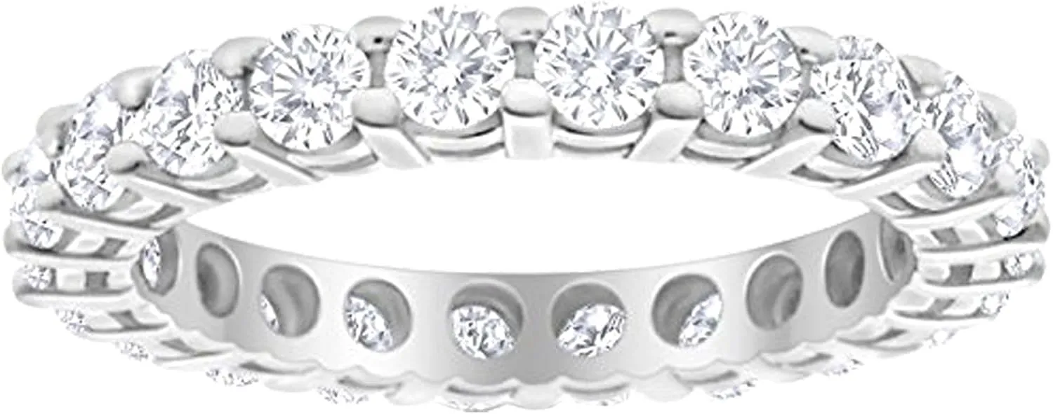 1 Carat (ctw) 14K White Gold Round LAB GROWN Diamond Ladies Eternity Wedding Anniversary Stackable Ring Band Luxury Collection (D-E Color VS1-VS2 Clarity)