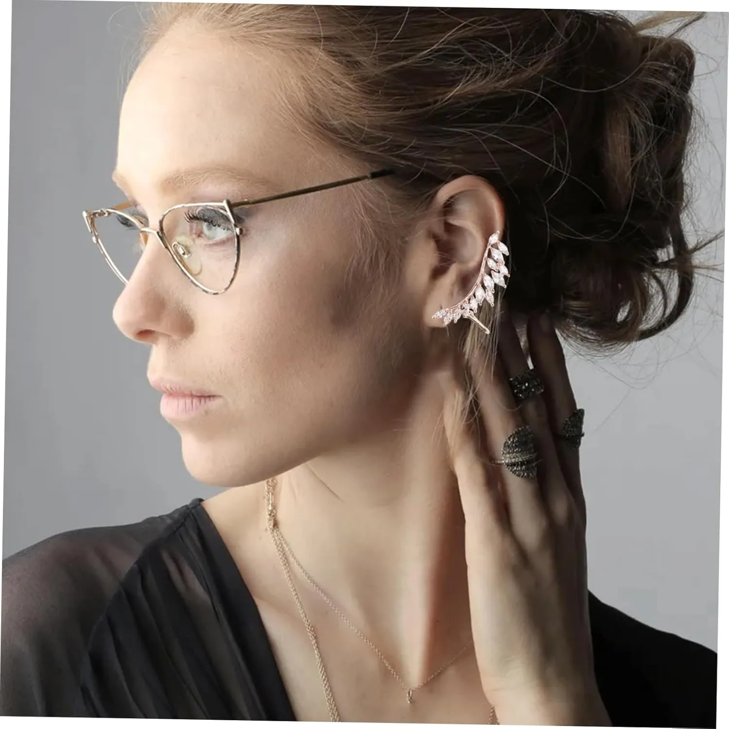 1 Pair Ear Cuff for Non-pierced Ears Dangle Earrings Women Ear Drop Wings Shape Earrings Ear Clip