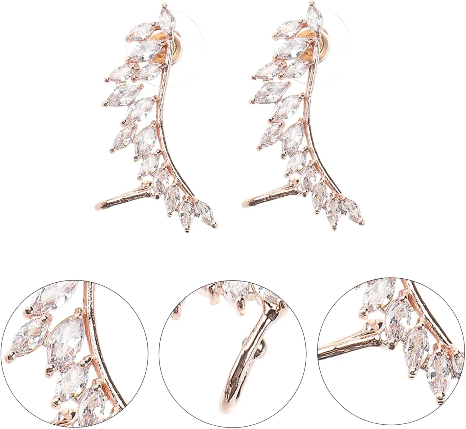 1 Pair Ear Cuff for Non-pierced Ears Dangle Earrings Women Ear Drop Wings Shape Earrings Ear Clip