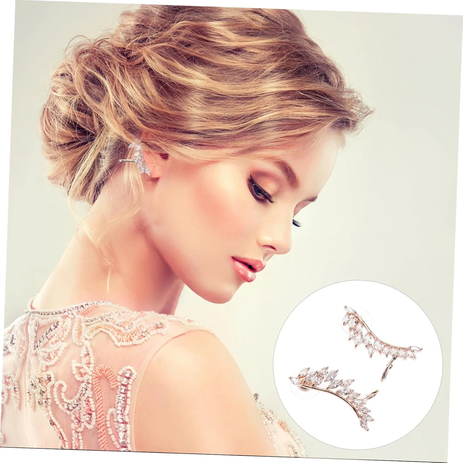 1 Pair Ear Cuff for Non-pierced Ears Dangle Earrings Women Ear Drop Wings Shape Earrings Ear Clip