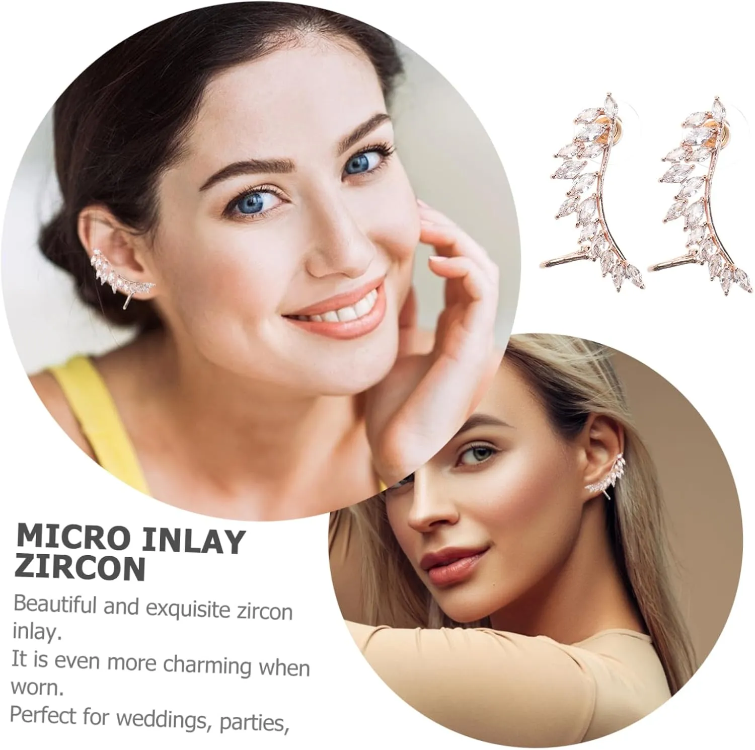 1 Pair Ear Cuff for Non-pierced Ears Dangle Earrings Women Ear Drop Wings Shape Earrings Ear Clip