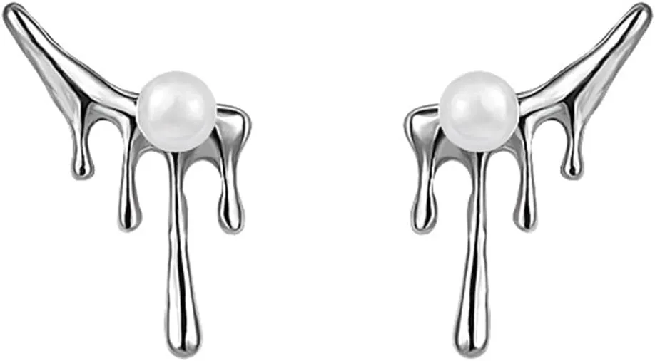 1 Pair Stud Earring Irregular Ear Drops Trendy Imitation Pearls Ear Ornaments Statement Pieces Fashion Jewelry for Daily