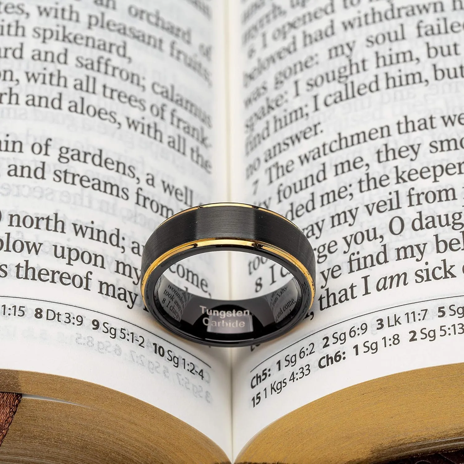 100S JEWELRY Engraved Personalized Black Tungsten Rings For Men Wedding Band Gold Step Edge Size 6-16