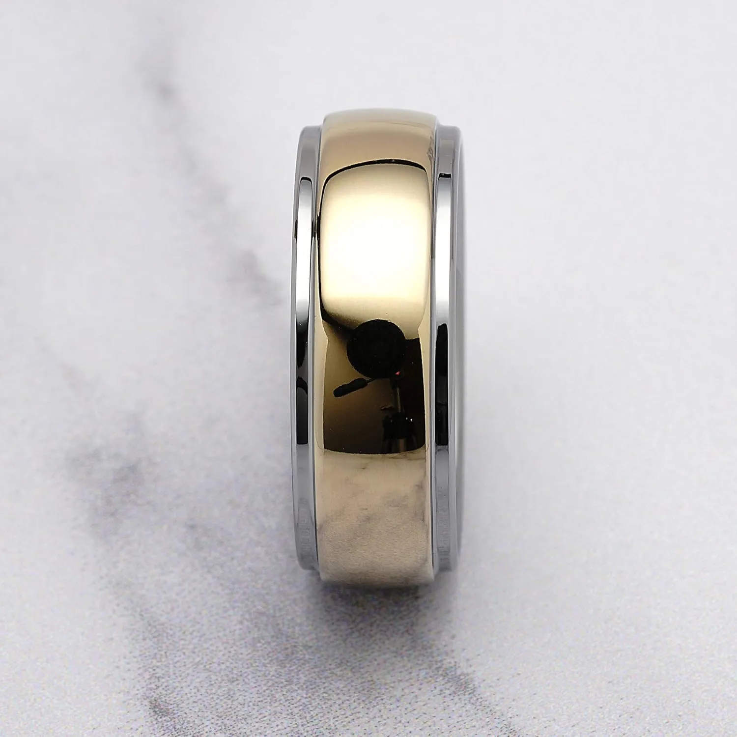 100S JEWELRY Engraved Personalized Tungsten Rings For Men Women Wedding Band Two Tones Gold Mirror Finish Sizes 6-16