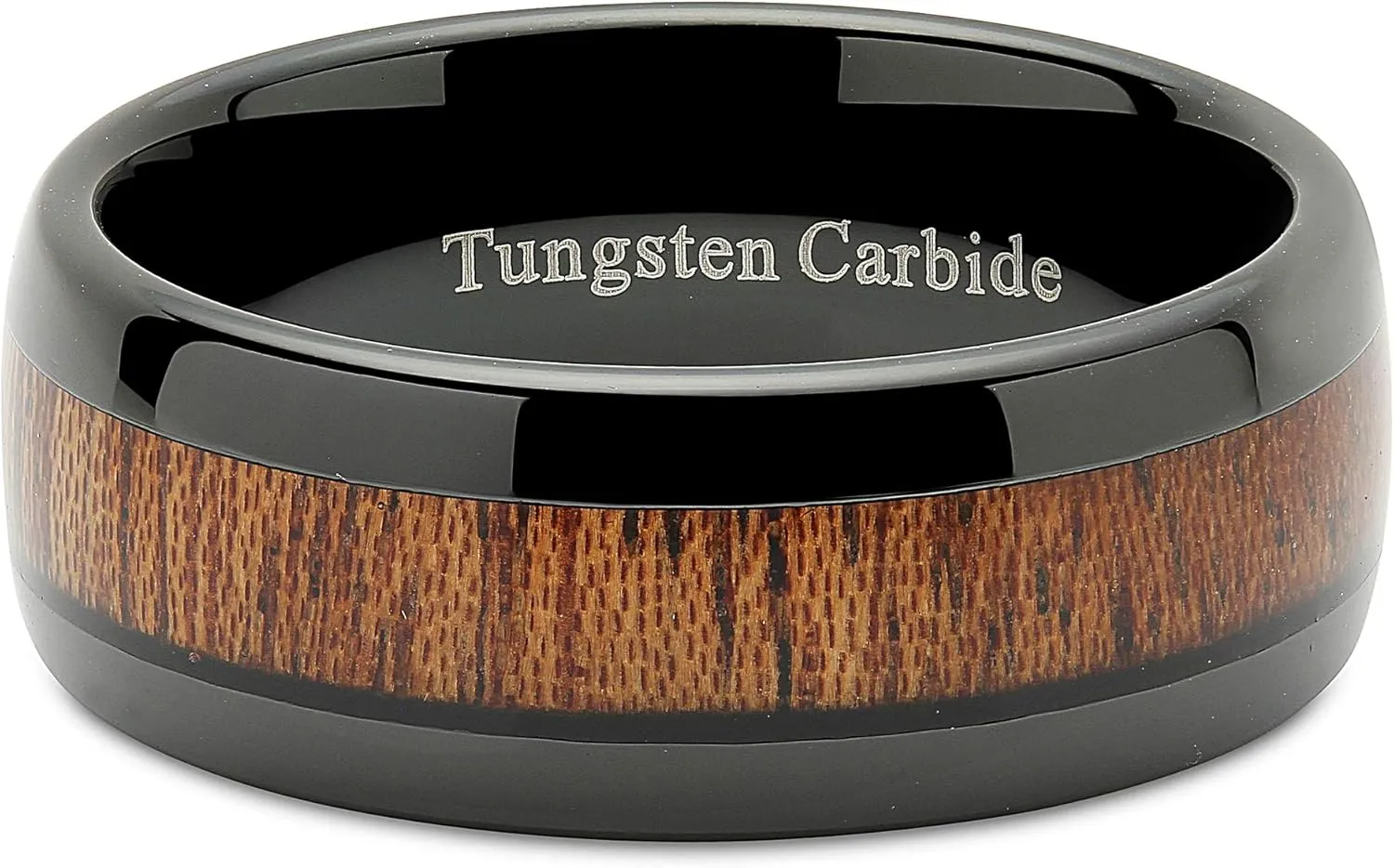 100S JEWELRY Engraved Personalized Tungsten Rings for Men Women Wood Inlay Black Plated Comfort Fit Size 6-16