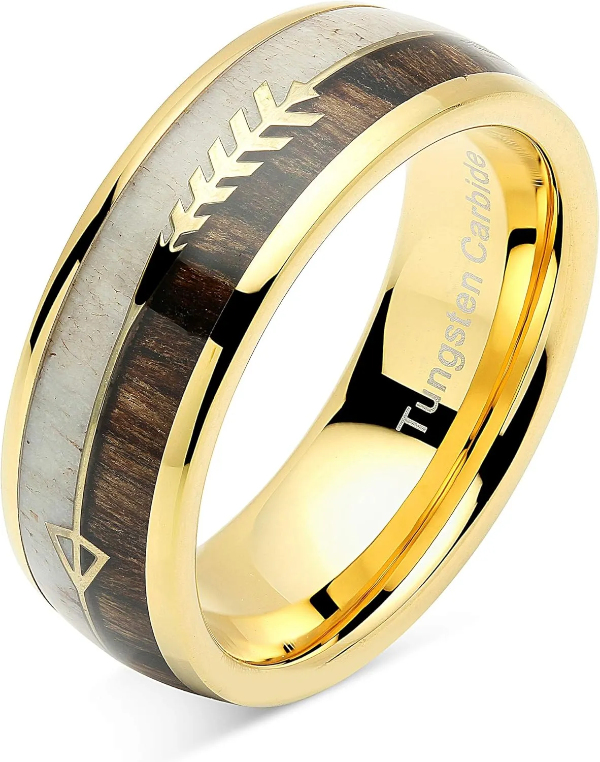 100S JEWELRY Tungsten Ring For Men Women Wedding Band Elk Deer Antler Koa Wood Inlaid Engagement Size 6-16