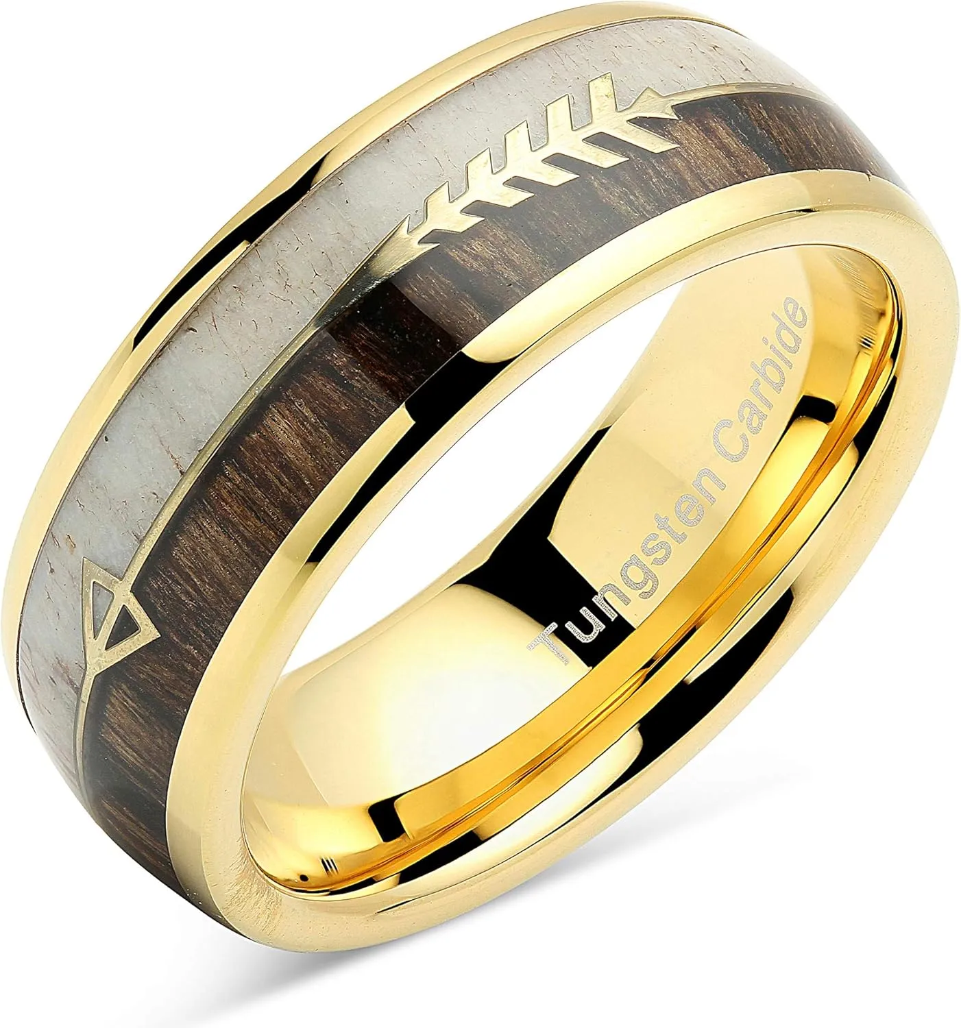100S JEWELRY Tungsten Ring For Men Women Wedding Band Elk Deer Antler Koa Wood Inlaid Engagement Size 6-16