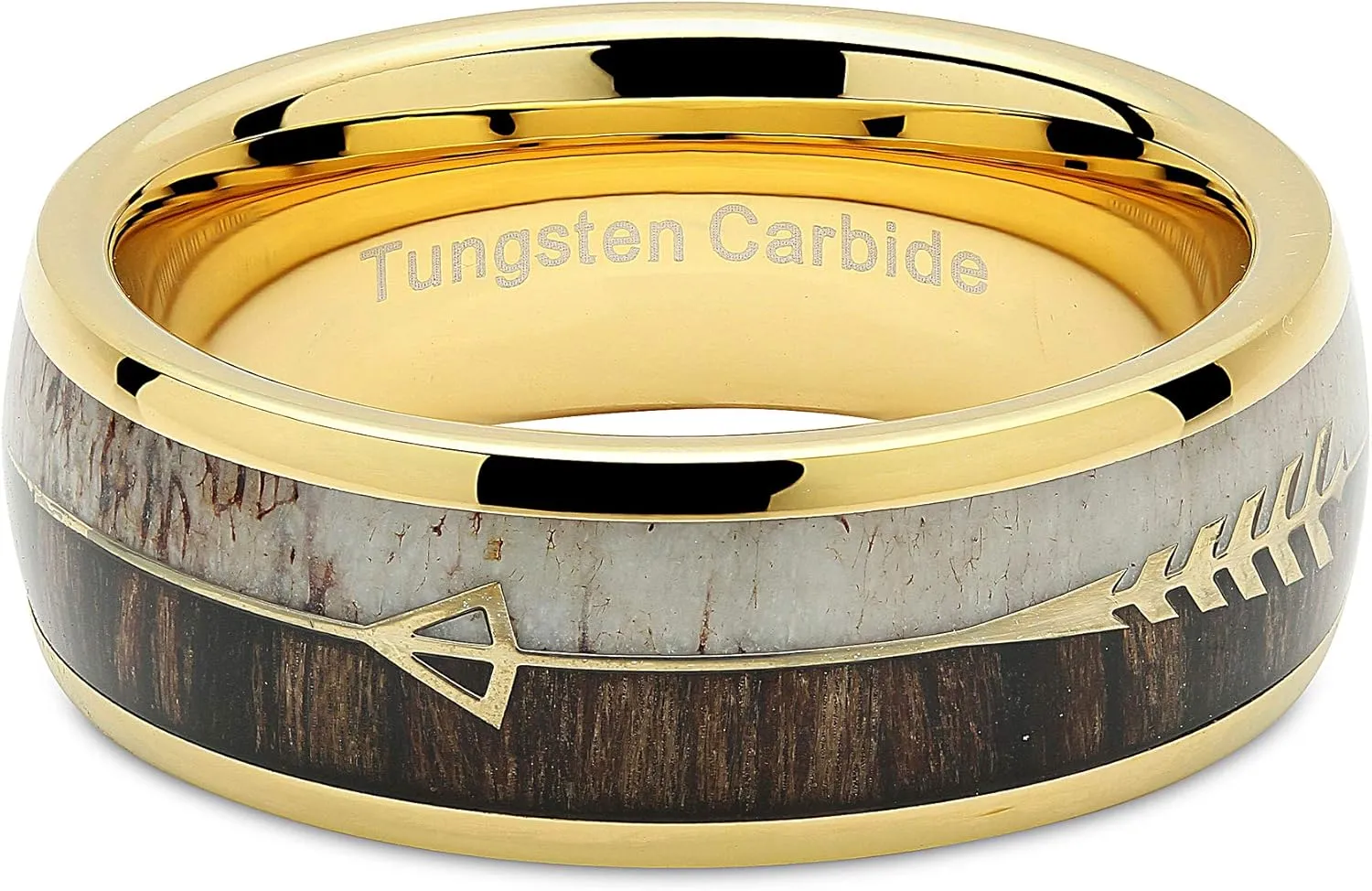 100S JEWELRY Tungsten Ring For Men Women Wedding Band Elk Deer Antler Koa Wood Inlaid Engagement Size 6-16