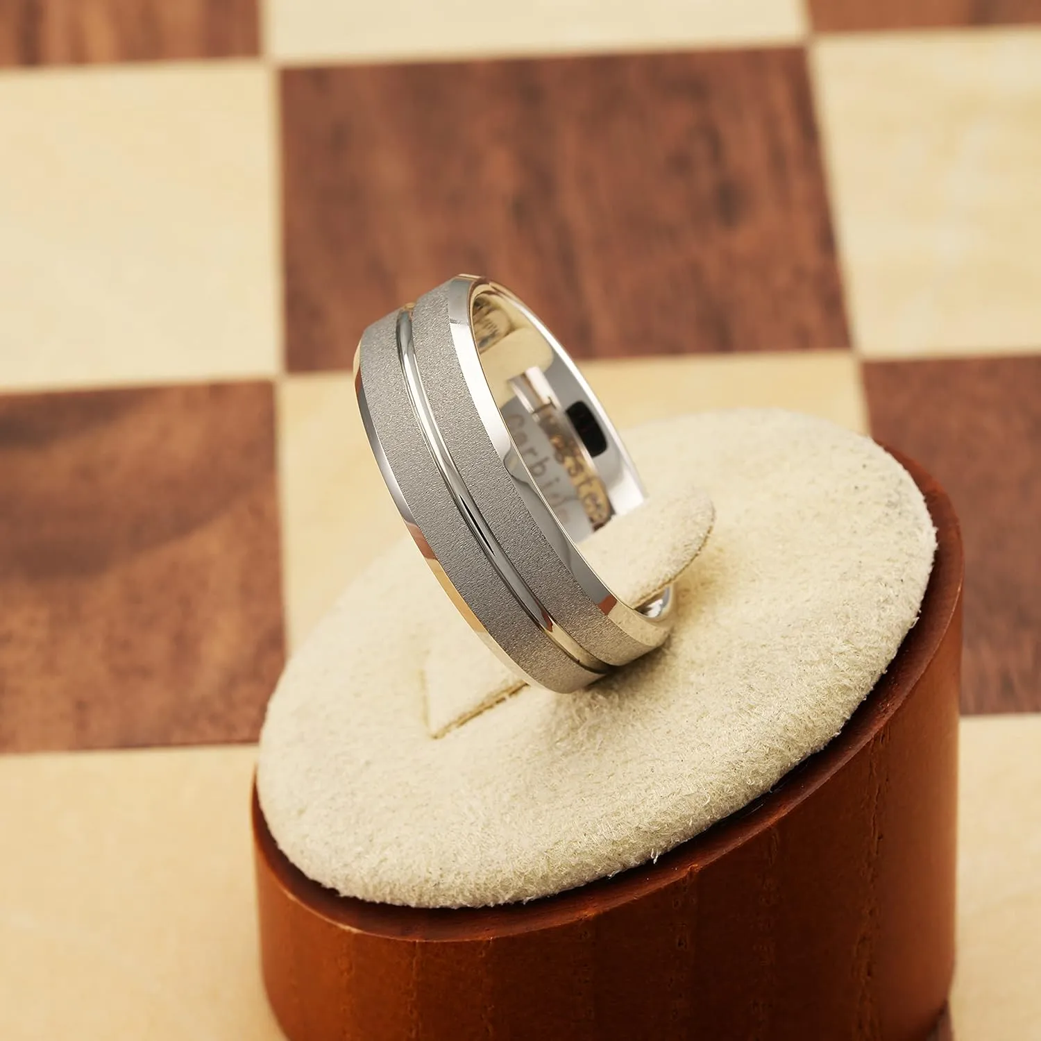 100S JEWELRY White Gold SandBlasted Finish Center Groove Tungsten Rings For Men Women Wedding Promise Engagement Band Sizes 6-16