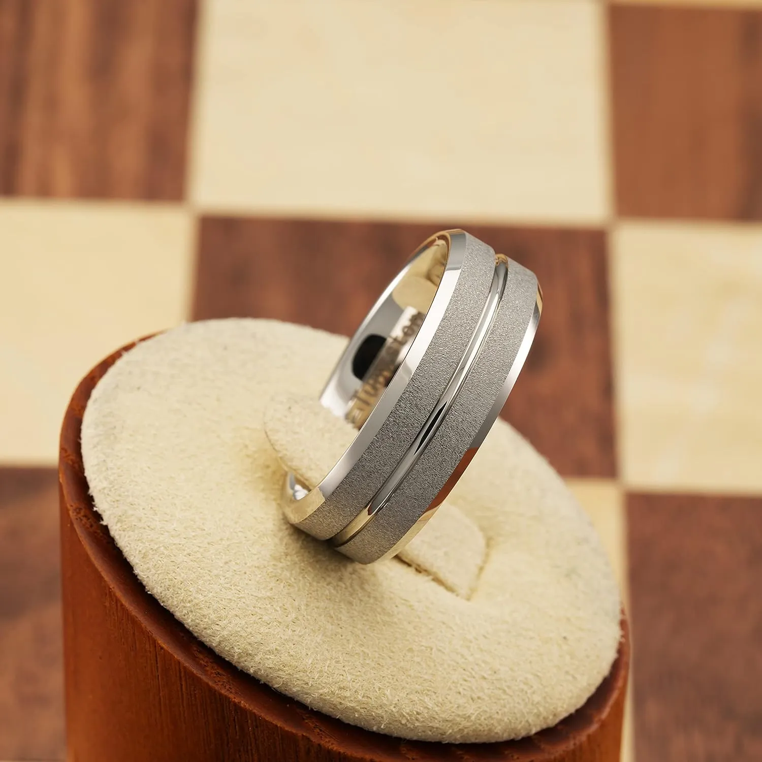 100S JEWELRY White Gold SandBlasted Finish Center Groove Tungsten Rings For Men Women Wedding Promise Engagement Band Sizes 6-16