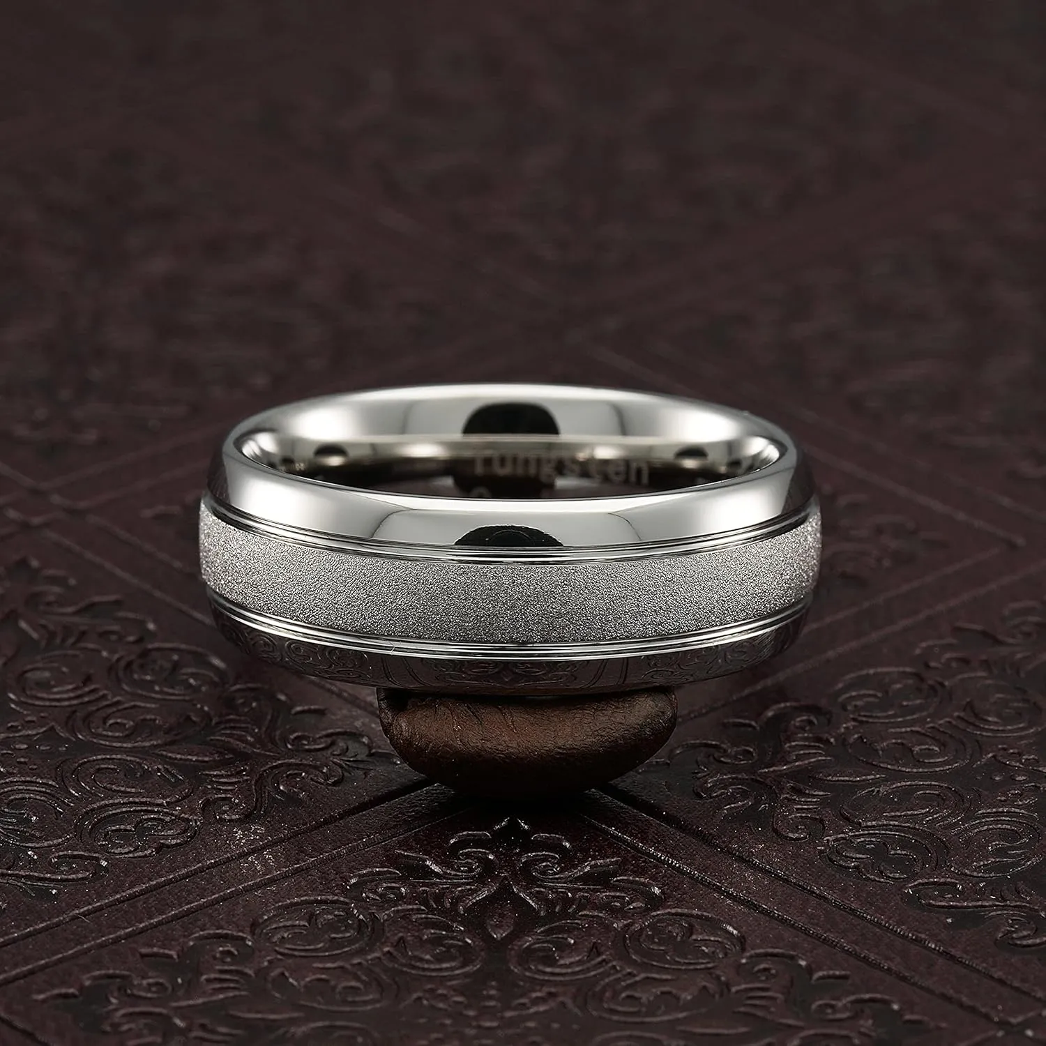 100S JEWELRY White Gold Tungsten Rings For Men Women Wedding Band SandBlasted Finish Dome Edge Sizes 6-16