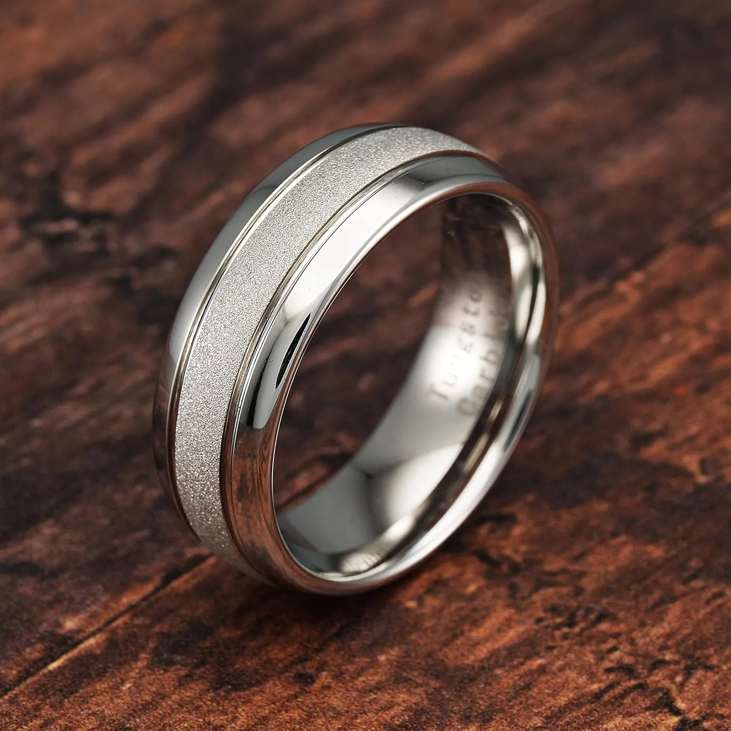 100S JEWELRY White Gold Tungsten Rings For Men Women Wedding Band SandBlasted Finish Dome Edge Sizes 6-16