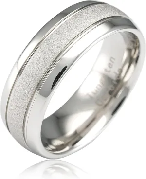 100S JEWELRY White Gold Tungsten Rings For Men Women Wedding Band SandBlasted Finish Dome Edge Sizes 6-16