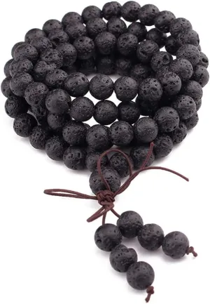108 Buddhist Prayer Beads Bracelet Delicate 8mm Buddhist Rosary Necklace 108 Black Beads Bracelet Buddhist Prayer Religious Jewelry for Daily Wear