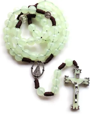 10mm Rosary Beads Luminous Necklace Jesus Crucifix Cross Pendant Necklaces Glow in Dark Religious Jewelry for Men Women