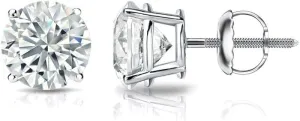 1/4 to 2 Carat Lab Grown Diamond Round Stud Earrings in 14k Gold (E-F, SI1-SI2, cttw), 4-Prong Basket Screw Back by Diamond Wish