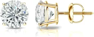 1/4 to 2 Carat Lab Grown Diamond Round Stud Earrings in 14k Gold (E-F, SI1-SI2, cttw), 4-Prong Basket Screw Back by Diamond Wish