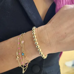 14K Gold Filled Stretchy Bead Bracelet 6mm, Tarnish Free Jewelry, Perfect Layering Bracelet