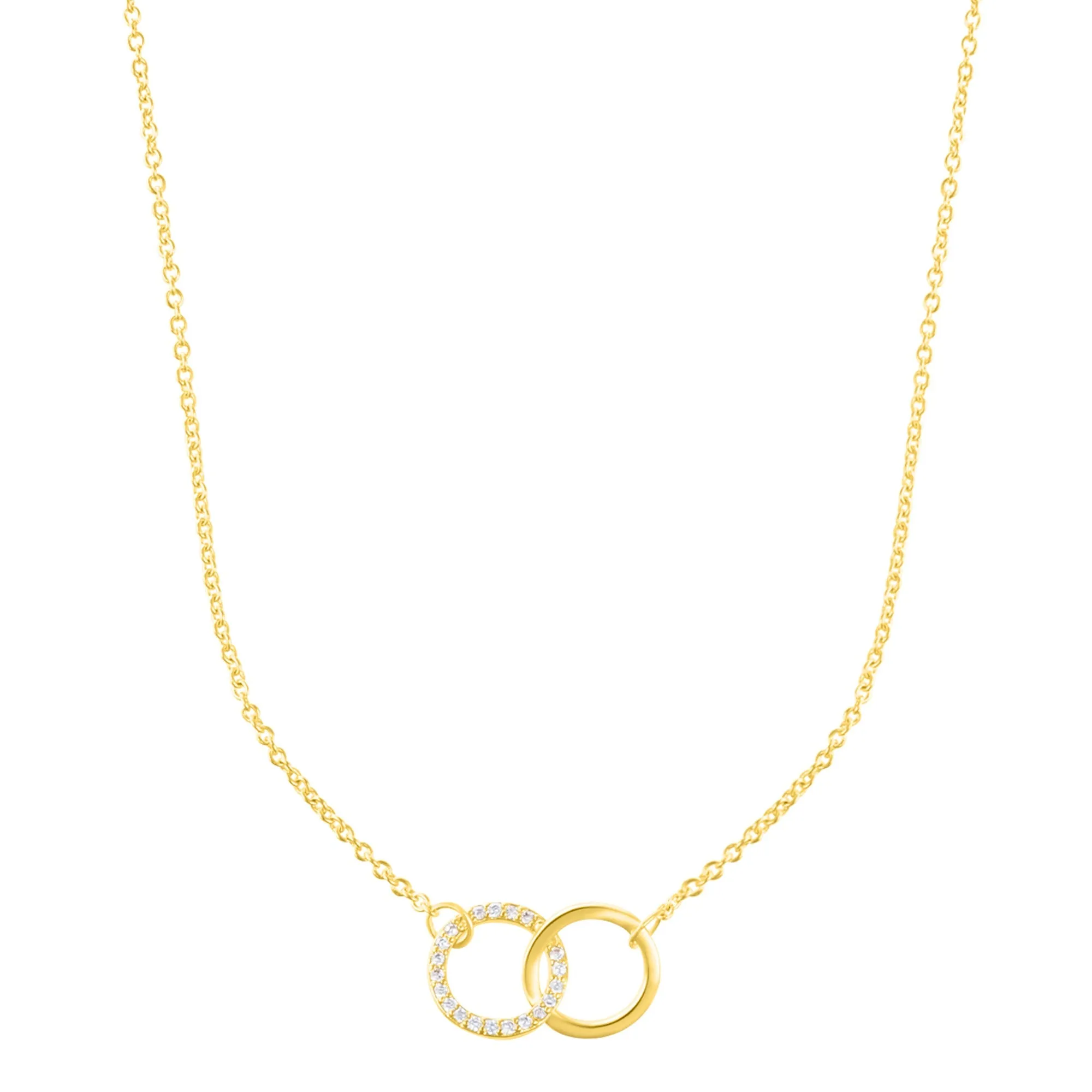 14k Gold Plated Adjustable Pave CZ Rings Necklace