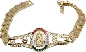 14K Gold Plated Guadalupe Bracelet Gold Color 7.5" Length / 14k Bao de Oro Brazalete Virgen de Guadalupe 7.5" Largo - RAYBR08-G