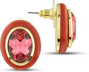 14K Gold Plated Resin Earrings 23mm - Retro Stud Earrings, Large Vintage Earrings for Women, Gift for Mom