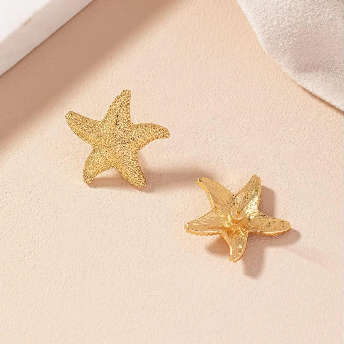 14K Gold Plated Starfish Statement Stud Earrings for Women | Trendy Jewelry Alluring Ocean-Themed Dangling Earrings