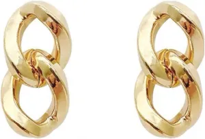 14K Gold Plated Trendy Link Earrings for Women Dainty Link Dangle Hoop Earrings Simple Small Hypoallergenic Gold Earring Lightweight Earring Jewelry Gift - BY3