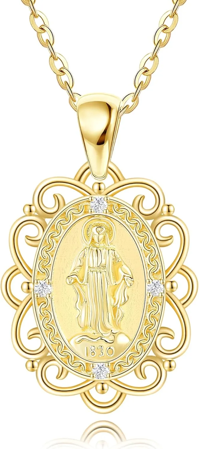 14k Solid Gold Virgin Mary Necklace Our Lady Of Guadalupe Necklaces Mary Virgencita Necklace Religious Jewelry For Women Christmas Gift