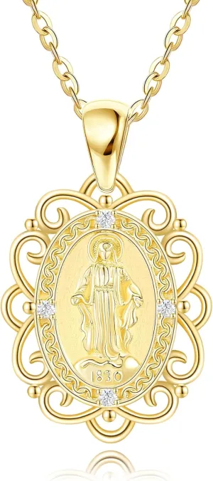14k Solid Gold Virgin Mary Necklace Our Lady Of Guadalupe Necklaces Mary Virgencita Necklace Religious Jewelry For Women Christmas Gift