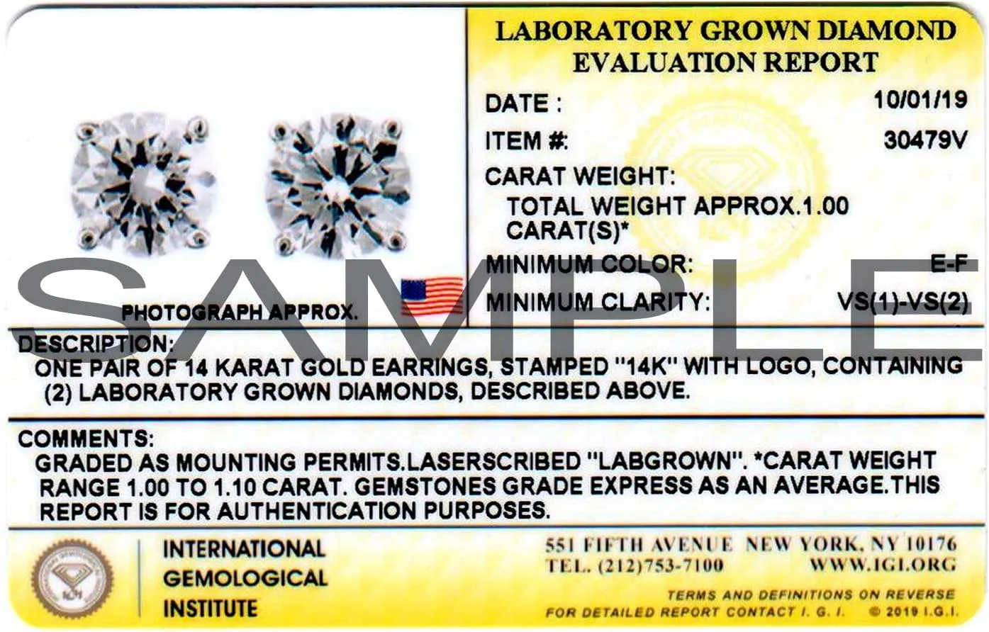 1/5 to 2 Carat Lab Grown Diamond Round Stud Earrings for Women in 14k Gold (VS2-SI1, 0.20 to 1.00 cttw) 4-Prong Setting Screw Back Studs by Diamond Wish