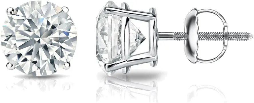 1/5 to 2 Carat Lab Grown Diamond Round Stud Earrings for Women in 14k Gold (VS2-SI1, 0.20 to 1.00 cttw) 4-Prong Setting Screw Back Studs by Diamond Wish