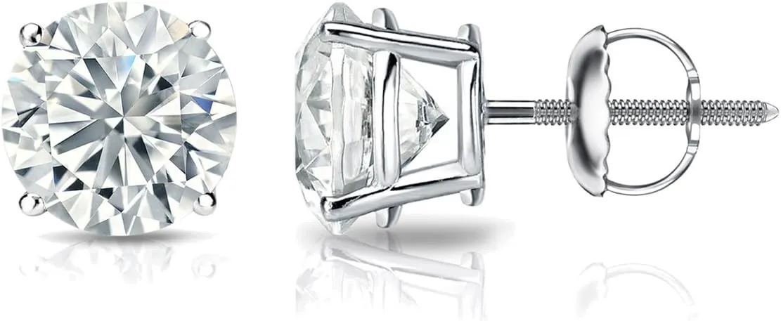 1/5 to 2 Carat Lab Grown Diamond Round Stud Earrings for Women in 14k Gold (VS2-SI1, 0.20 to 1.00 cttw) 4-Prong Setting Screw Back Studs by Diamond Wish