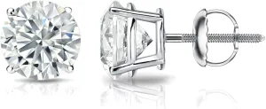 1/5 to 2 Carat Lab Grown Diamond Round Stud Earrings for Women in 14k Gold (VS2-SI1, 0.20 to 1.00 cttw) 4-Prong Setting Screw Back Studs by Diamond Wish