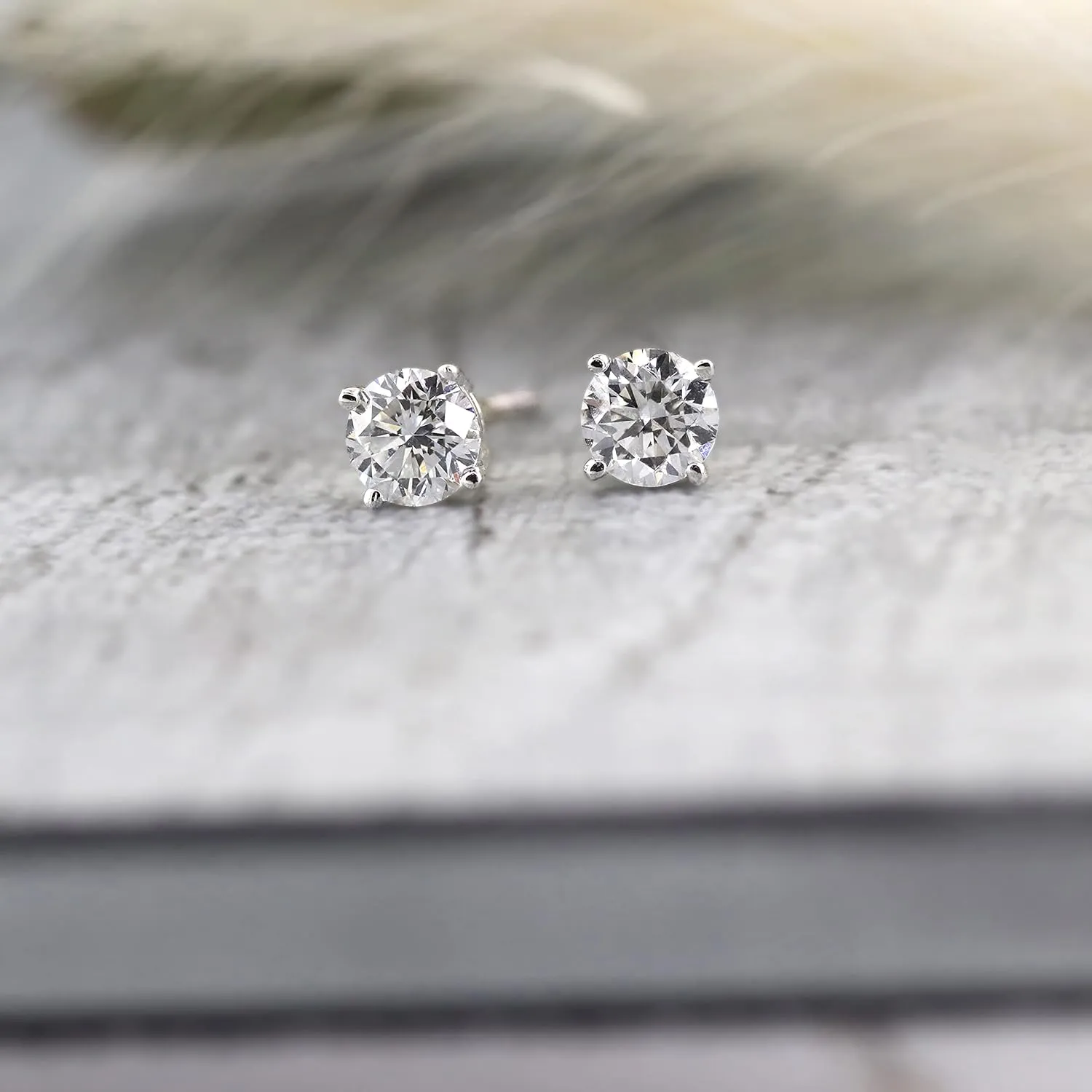 1/5 to 2 Carat Lab Grown Diamond Round Stud Earrings for Women in 14k Gold (VS2-SI1, 0.20 to 1.00 cttw) 4-Prong Setting Screw Back Studs by Diamond Wish