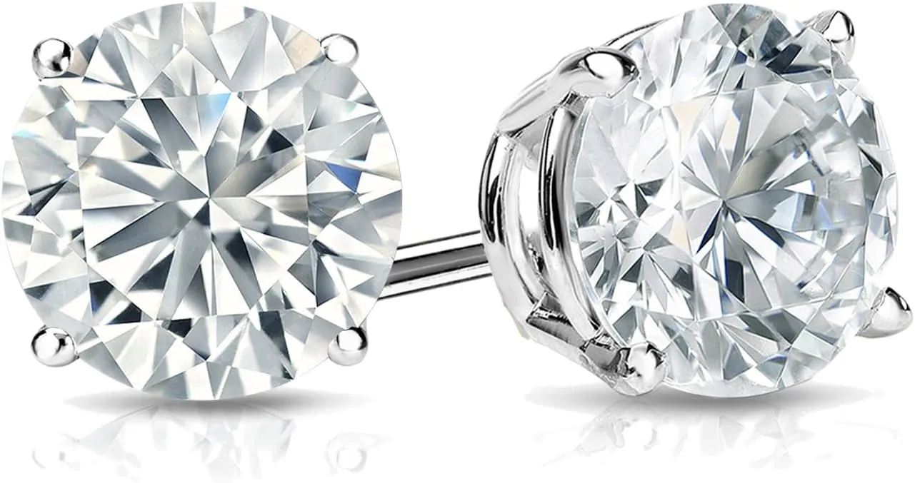1/5 to 2 Carat Lab Grown Diamond Round Stud Earrings for Women in 14k Gold (VS2-SI1, 0.20 to 1.00 cttw) 4-Prong Setting Screw Back Studs by Diamond Wish
