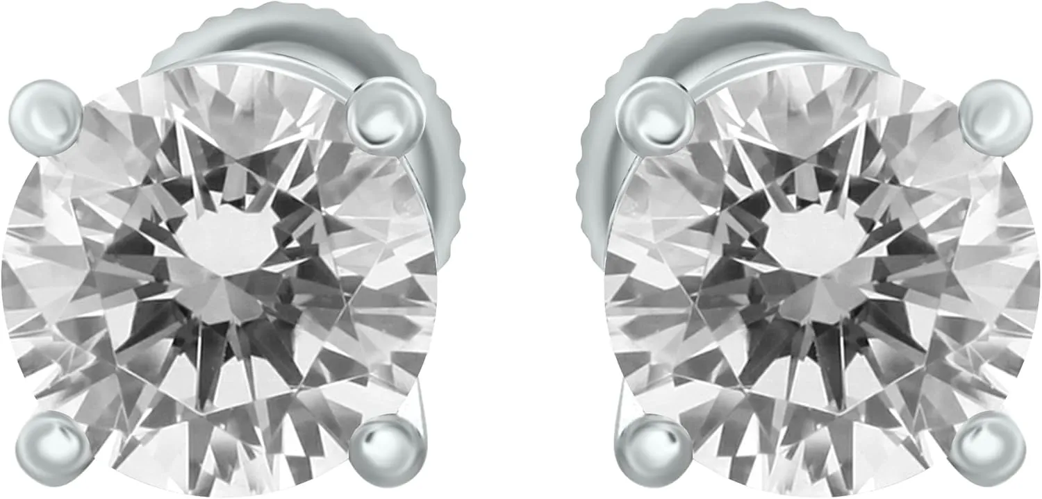 1/5 to 2 Carat TW Natural Real Diamond Solitaire Studs Earrings Available in 14K White and Yellow Gold with Secure Screw Back for Women and Men (Color J-K, Clarity I1-I2)