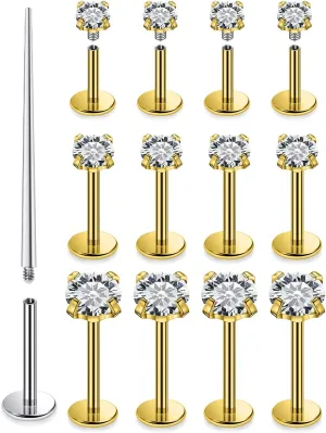 16G Lip Rings Tragus Piercing Jewelry Medusa Labret Monroe Studs 316L Surgical Steel Different Size Flat Back Cartilage Helix Conch Earrings Studs Piercing Jewelry Bars 6mm 8mm 10mm