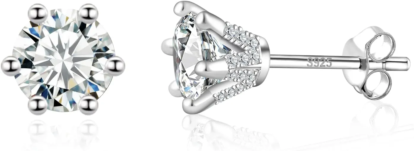 2CT Moissanite Earrings Studs for Women - 2CT Moissanite Earrings 925 Sterling Silver Piercing Hypoallergenic Jewelry Ear Stud