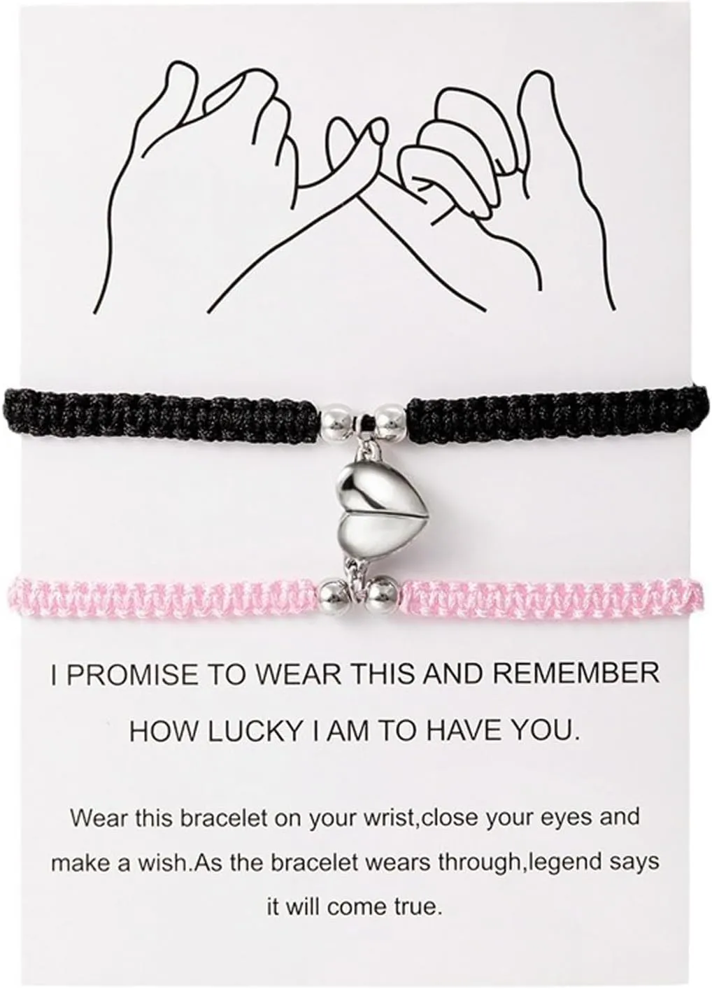 2pcs Handmade Braided Heart Couple Bracelets Mutual Attraction Matching Bracelet for Couples Women Men Best Friend Jewelry Lover Gifts