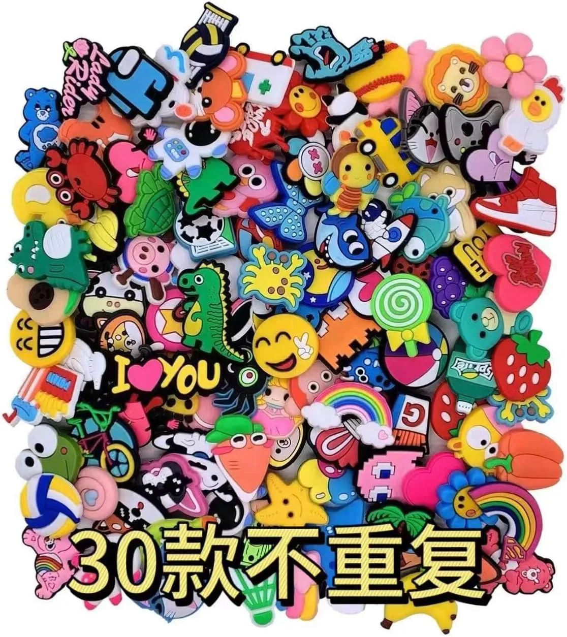 30,50,100 pcs Random Shoe Charms Different Shoe Charms Decoration pack for Kids Boys Girls Women Men Clog Accessories Party Favorfor Shoe & Bracelet Wristband Party Gifts