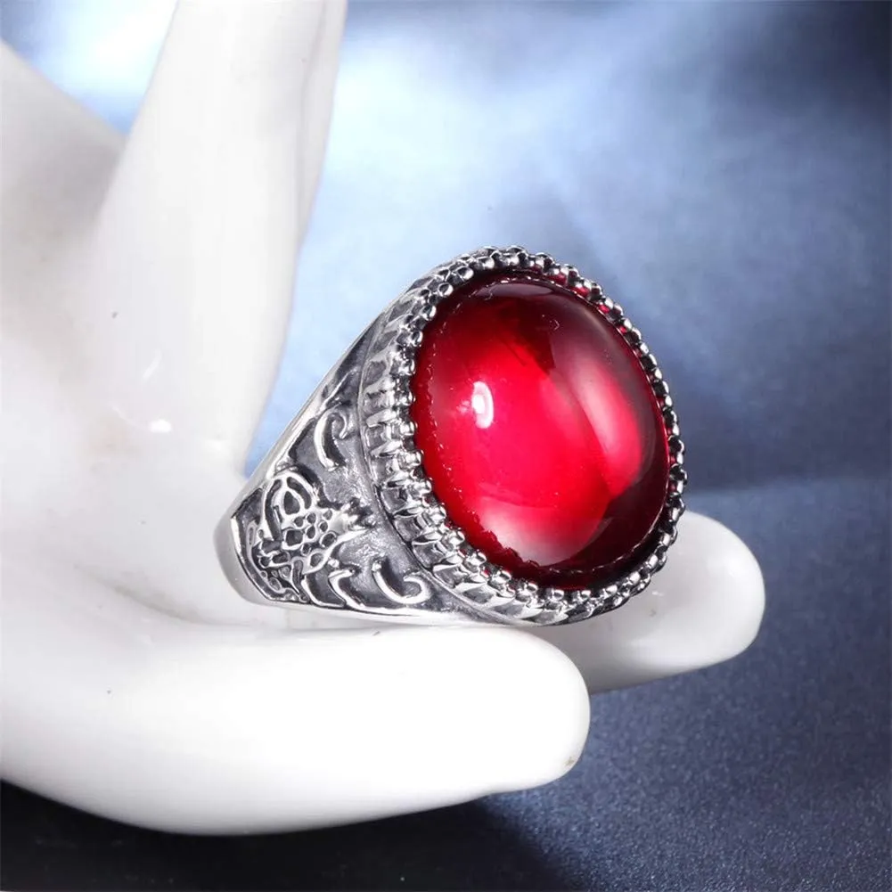 316l Stainless Steel Classical Vintage Exquisite Animal Pattern Agate Rings
