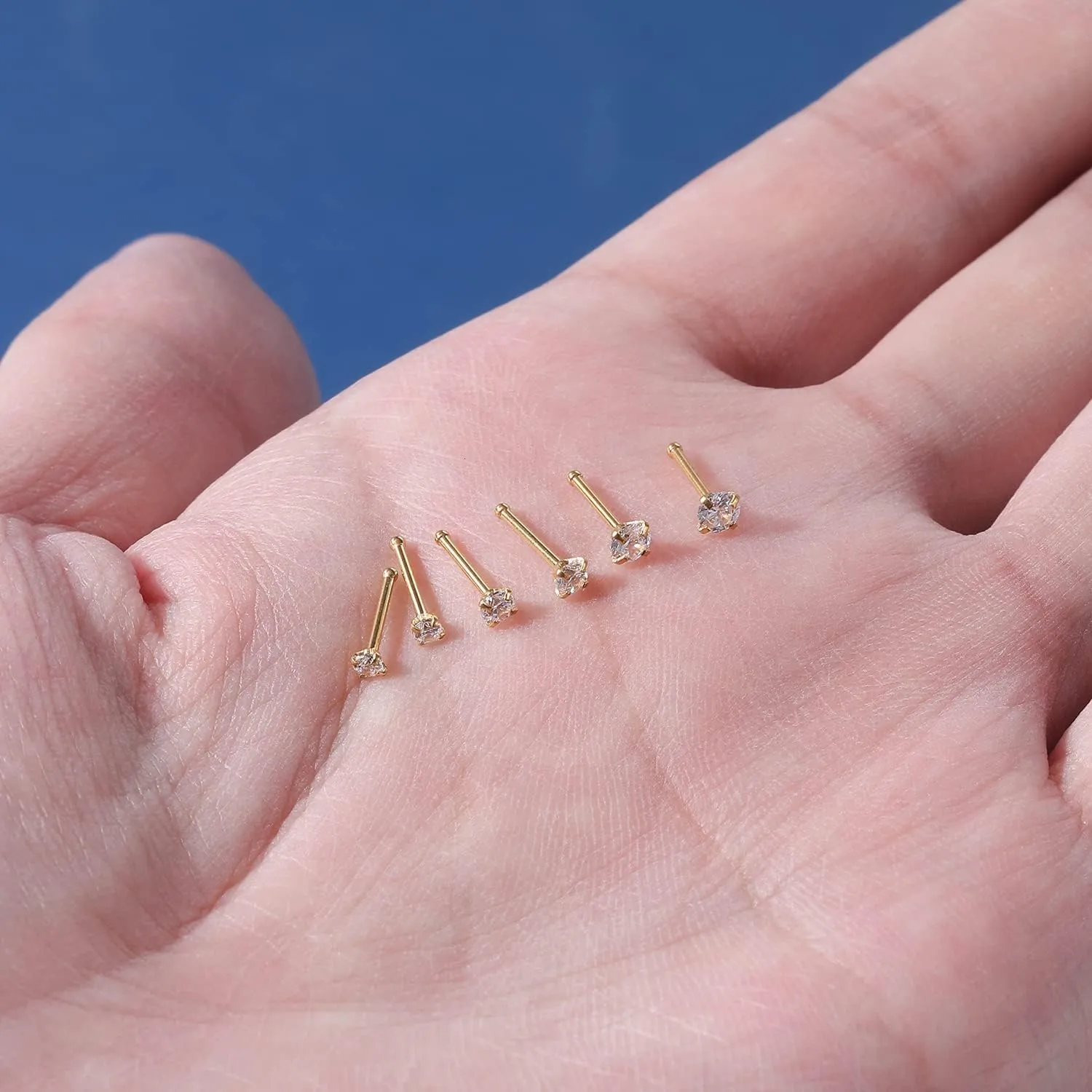 4-6pcs 20g Nose Rings Studs Surgical Steel Nose Rings CZ L Shaped Corkscrew Nose Ring Studs for Women Men Small Cute Silver Rose Gold Black Nose Rings Stud 1.5mm 2mm 2.5mm 3mm Nostril Piercing jewelry