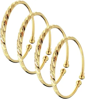 4pcs Ethiopian Jewelry Dubai Gold African Bangles & Bracelets For Women Men
