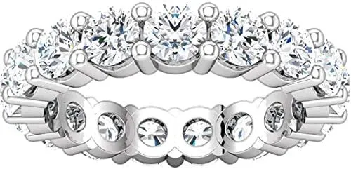 5 Carat (ctw) 14K White Gold Round LAB GROWN Diamond Ladies Eternity Wedding Anniversary Stackable Ring Band Luxury Collection (D-E Color VS1-VS2 Clarity)